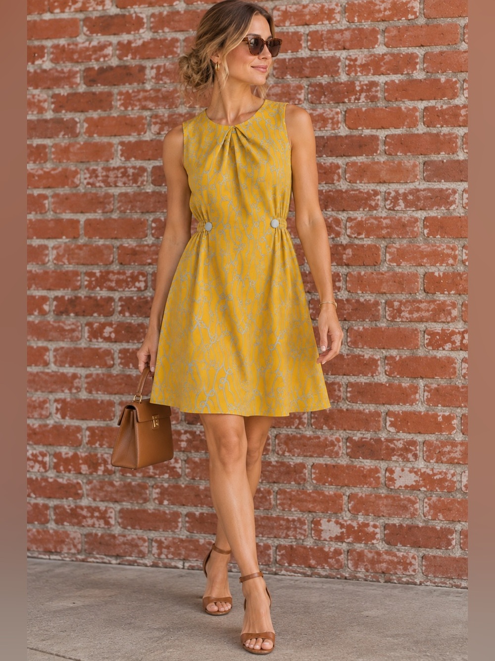 Anthropologie Girls From Savoy Take Action Silk Dress Yellow Retro Size 2